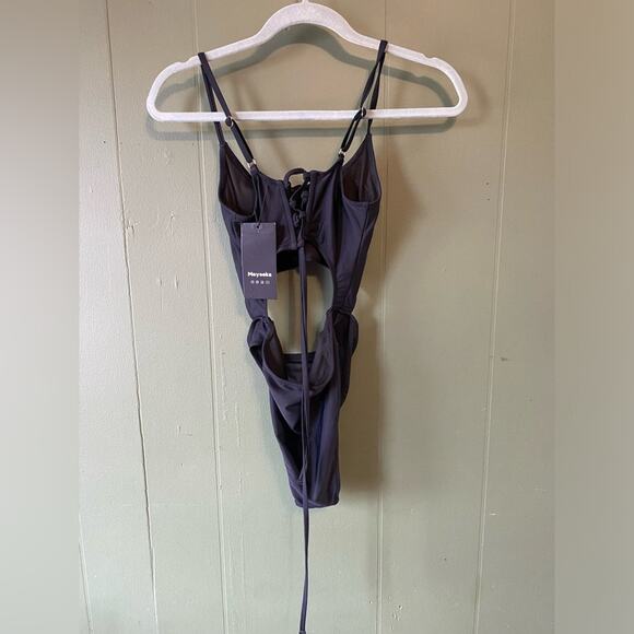 Meyeeka Bathingsuit Womens Size Small  Black Sexy Monokini One Piece Summer NEW - Picture 11 of 12